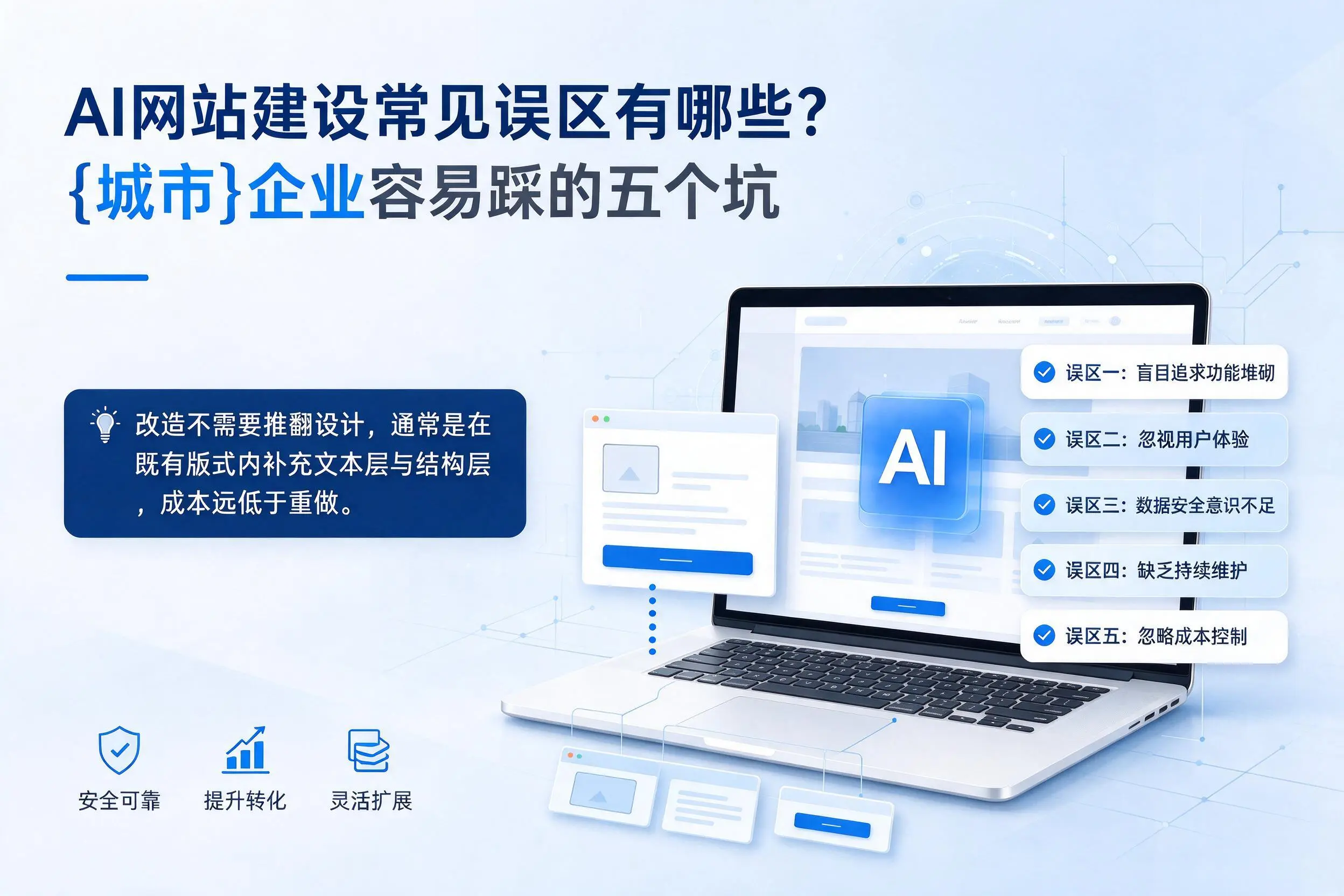 AI网站建设常见误区有哪些？金昌企业容易踩的五个坑