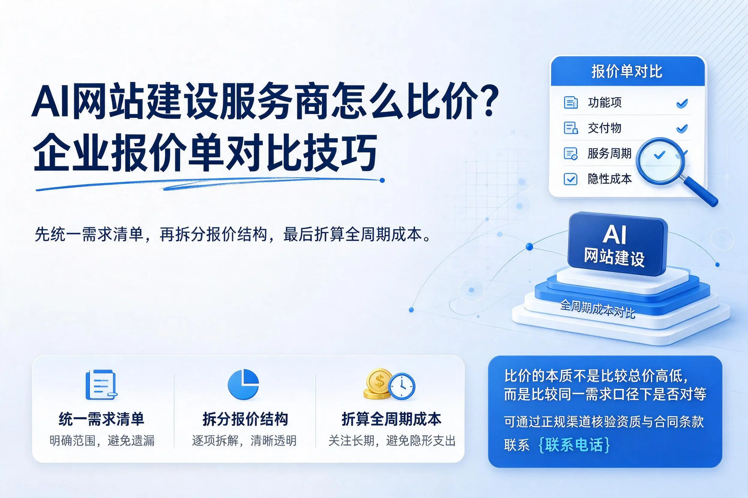 AI网站建设服务商怎么比价?金昌企业报价单对比技巧