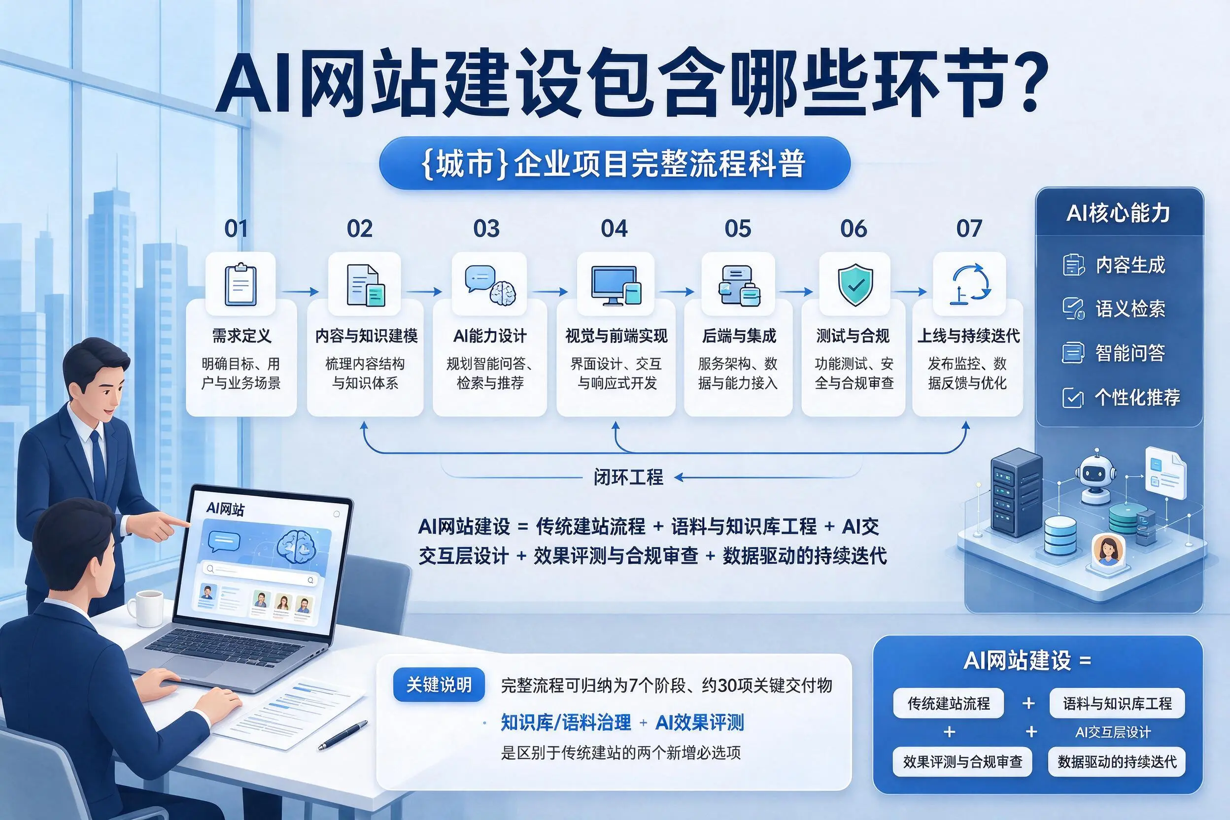 AI网站建设包含哪些环节？金昌企业项目完整流程科普