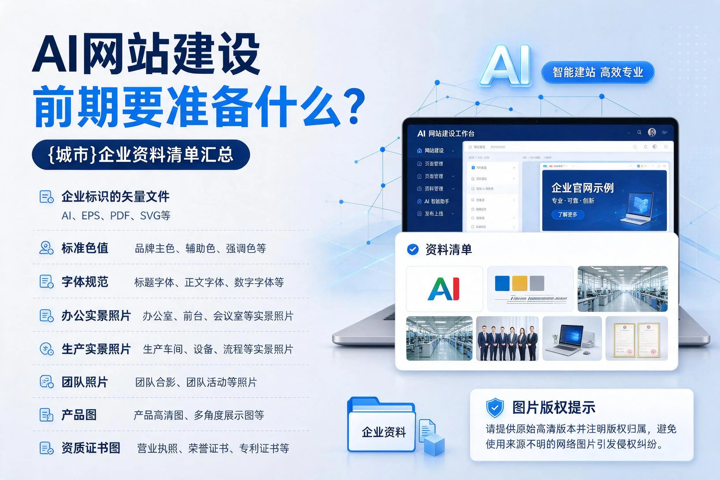 AI网站建设前期要准备什么？金昌企业资料清单汇总