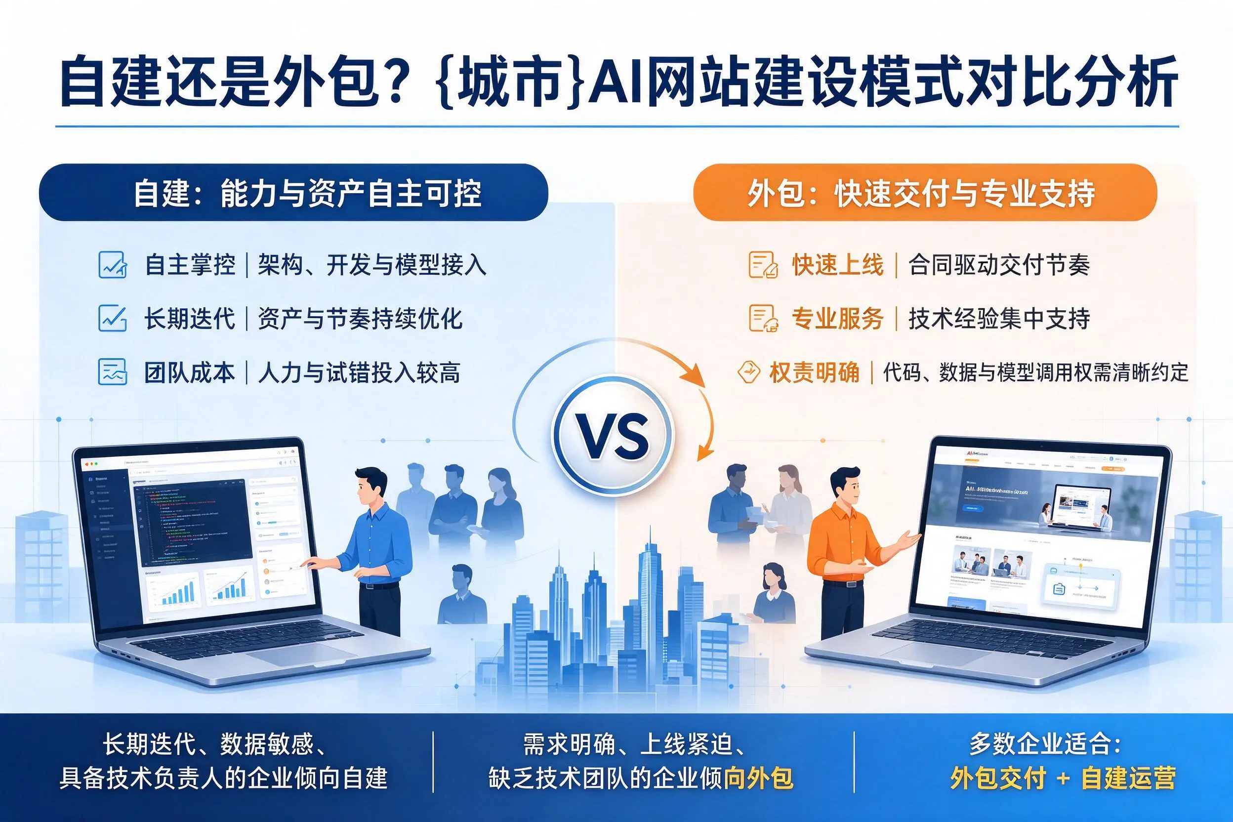 自建还是外包?金昌AI网站建设模式对比分析